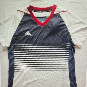 adidas Men’s Navy, White & Red V-Neck Soccer Jersey